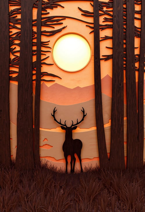 Laser Cut and Layered Wood Style - [FLUX] by CtrlAltArt on Tensor.Art