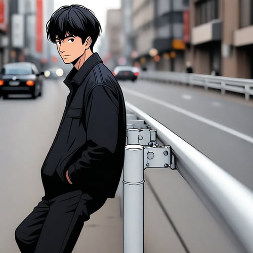 Guardrail on street by MMMW on Tensor.Art