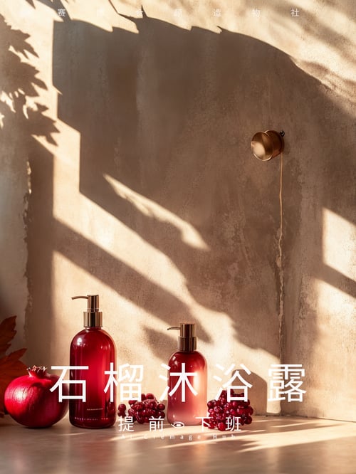 石榴沐浴露，馥郁芬芳产品摄影 by 毒法师 on Tensor.Art