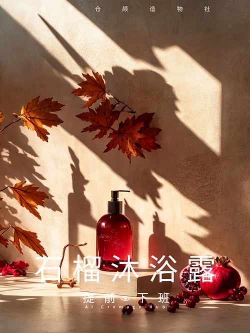 石榴沐浴露，馥郁芬芳产品摄影 by 毒法师 on Tensor.Art