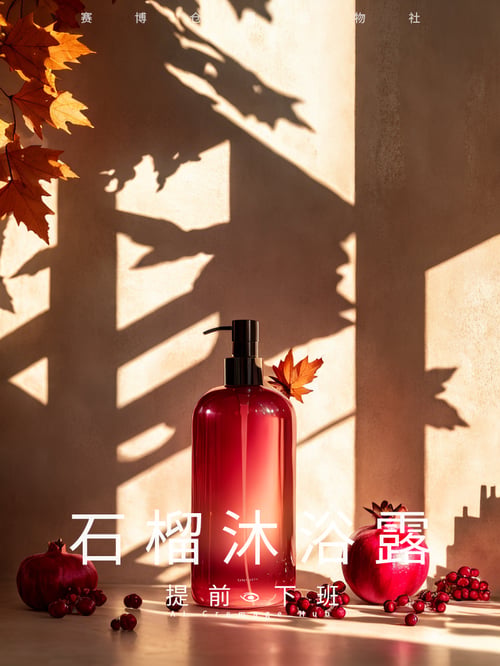 石榴沐浴露，馥郁芬芳产品摄影 by 毒法师 on Tensor.Art