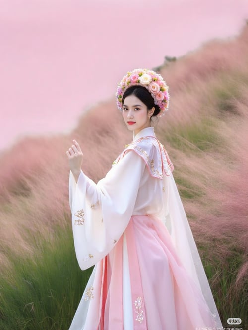 簪花遇到粉黛花 by 向北 on Tensor.Art