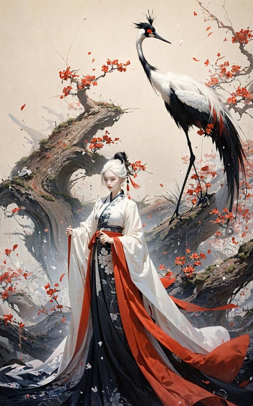 绪儿-鹤 Red crowned crane by B站绪儿已成精 on Tensor.Art