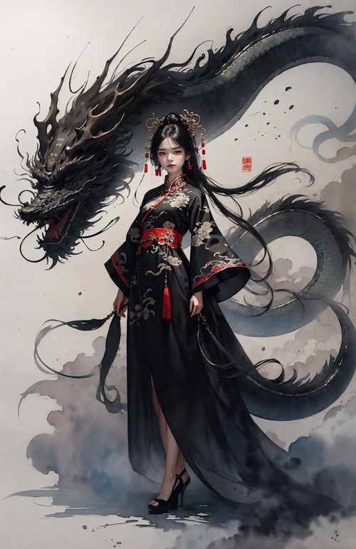 绪儿-水墨龙 Chinese dragon by B站绪儿已成精 on Tensor.Art