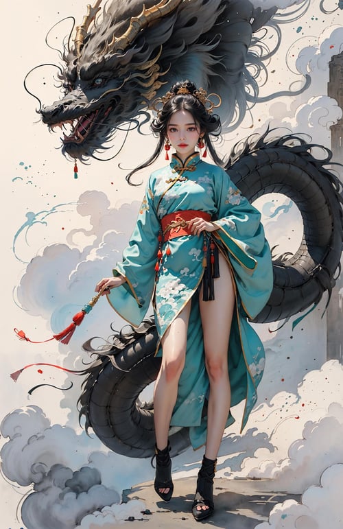 绪儿-水墨龙 Chinese dragon by B站绪儿已成精 on Tensor.Art