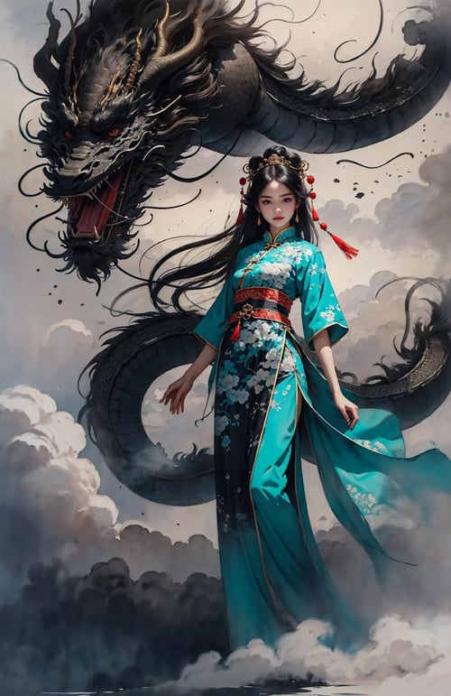 绪儿-水墨龙 Chinese dragon by B站绪儿已成精 on Tensor.Art