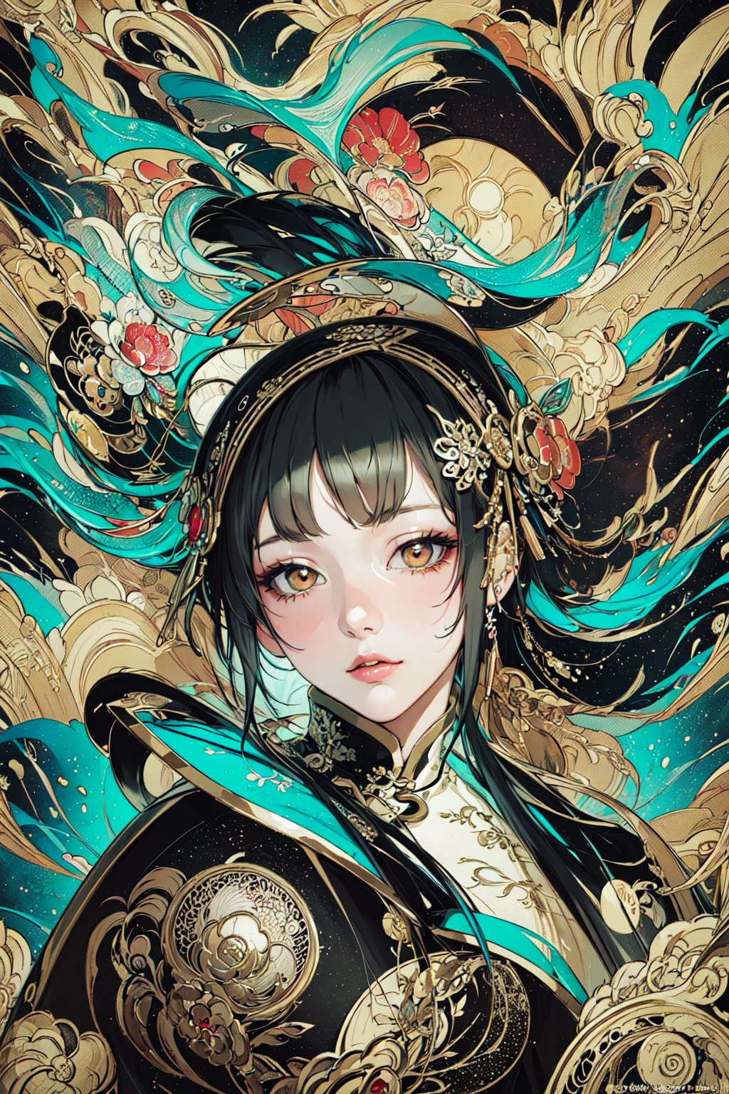 (masterpiece, top quality, best quality, official art, beautiful and aesthetic:1.2), (1girl), extreme detailed,(fractal art:1.3),colorful,highest detailed, masterpiece, best quality, 1girl, solo, Chinese clothes, Chinese style, glowing,