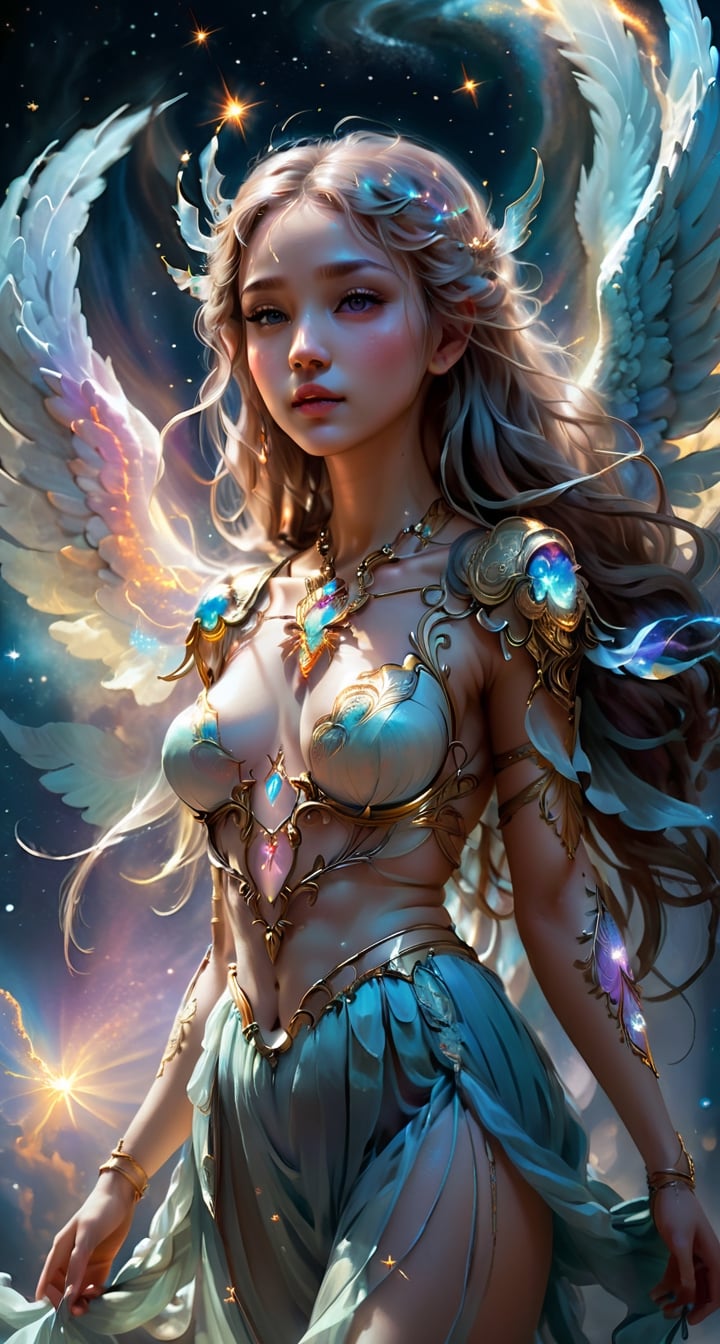 Ethereal fantasy concept art of a girl - magnificent, celestial, ethereal, painterly, epic, majestic, magical, fantasy art, cover art, dreamy.
,AngelicStyle
