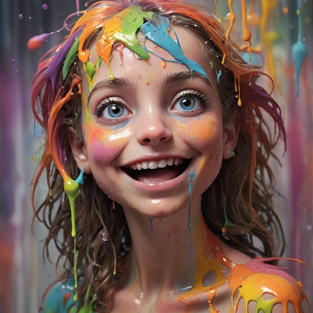 colorful,  colorchaos,  colorart,  portrait, a little lovebird happy on the colorful shower