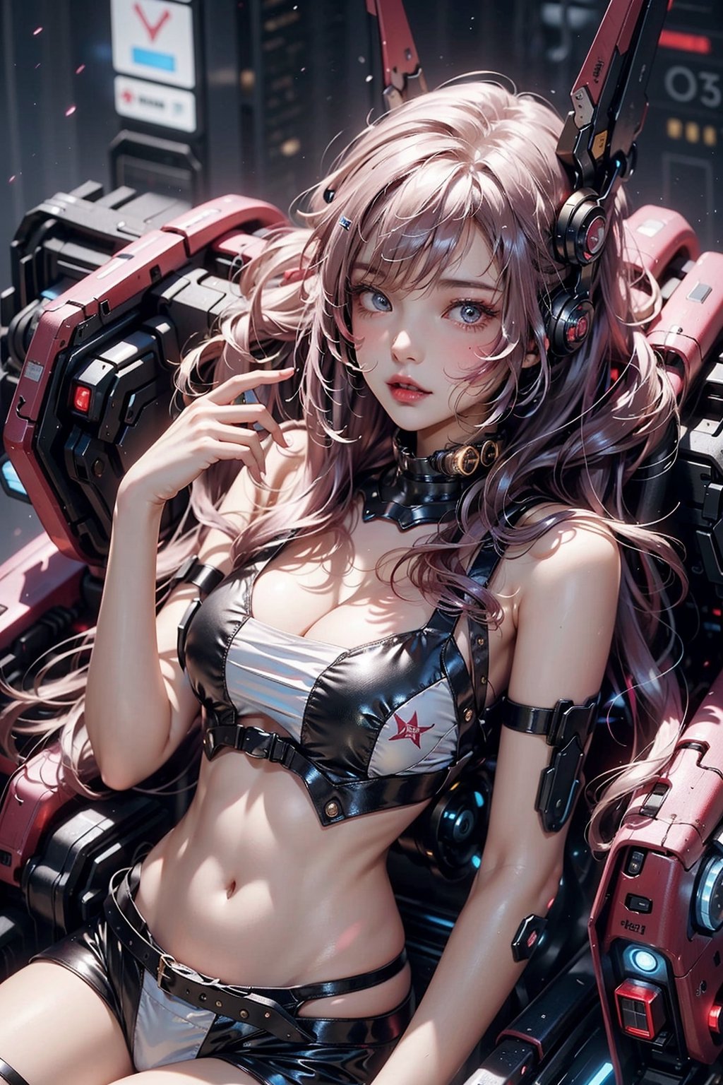 xxmixgirl, A very cute Japanese girl in a revealing cyberpunk costume, ziprealism,cyberpunk style