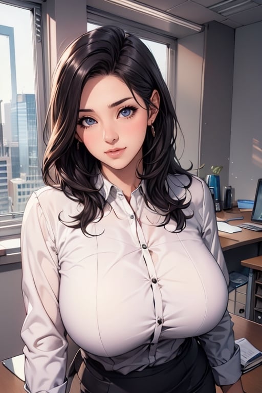 Office girl, beautiful, big breasts
