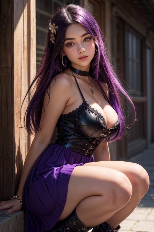 a 19 years old, colombian girl, 1girl, (((19yo))), (((bautiful))), ((lolicon)), beatiful, a 19 yeras old Teen Girl, Latina, voluptuous giant breasts, giant areolas. ((Long straight violet hair)), (violet hair) nose piercing. Expressive dark brown eyes, beautiful body. Artistic, dreamy, always with her head in the clouds. It has an artistic and bohemian style, with colorful dresses and skirts, statement necklaces and leather boots. (totale dark background), 1girl, masterpiece, best quality, high resolution, 8K, HDR, bloom, raytracing, detailed shadows, bokeh, depth of field, film photography, film grain, glare, (wind:0.8), detailed hair, beautiful face, beautiful girl, ultra detailed eyes, cinematic lighting, (hyperdetailed:1.15), , little_cute_girl,