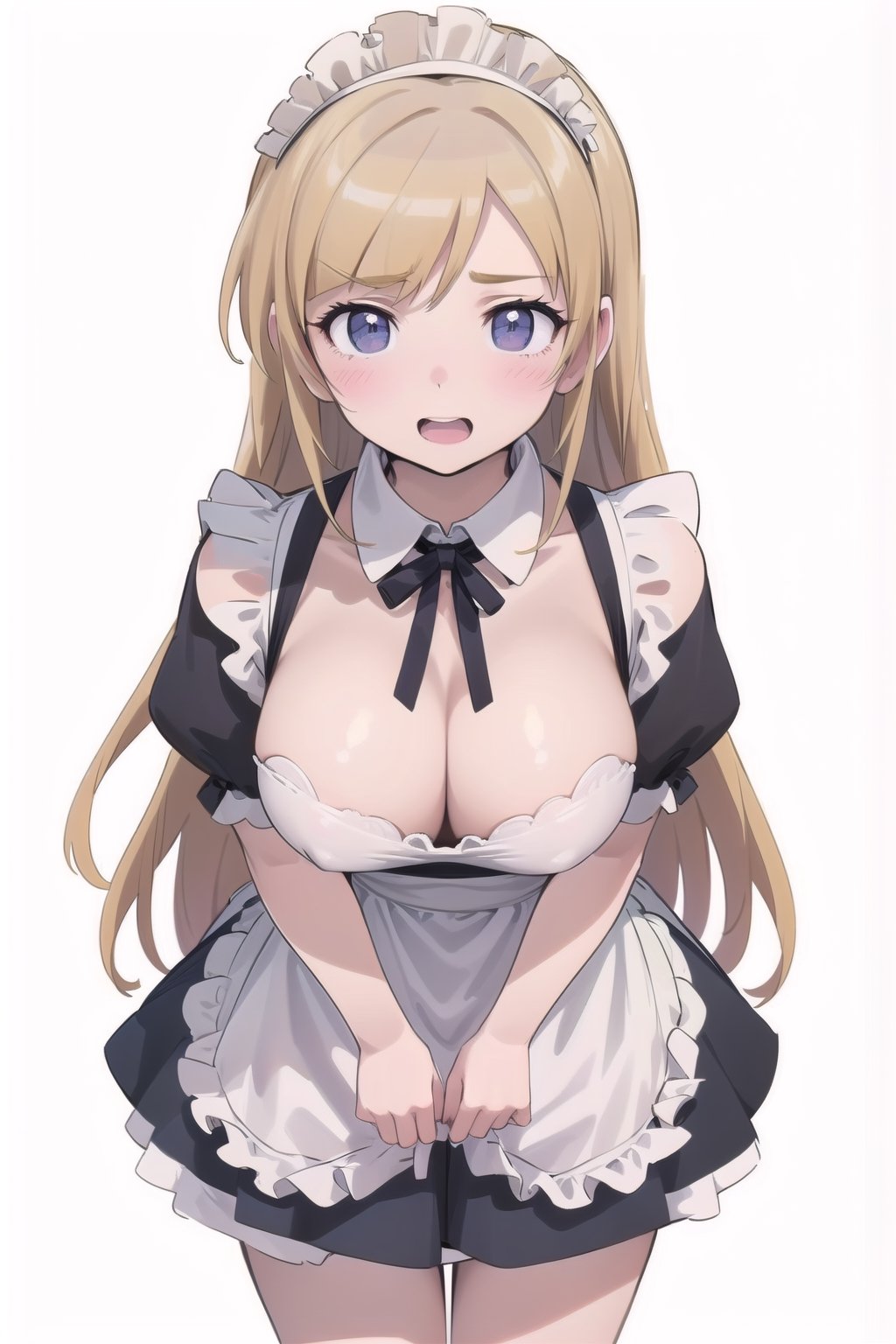 

masterpeace, best quality, highres ,girl,solo,narrow_waist, thighs,perfect face,spread_legs,perfect light,seduce_body

 big_boobies standing, happy , Sexy, from above,


,ayase aragaki,margaret-hairstyle,blonde hair,outfit-margaret maid apron,lady,mature female,cowboy shot,(white background, simple background:1.08),highres,official art,original,masterpiece,best quality,(huge breasts)