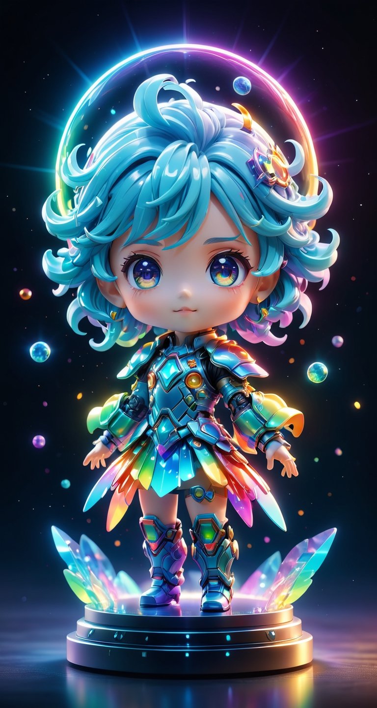 Blind box style, tchibi,A huge cute colourful Gemini with a  standing in front of it, digital art, fantasy style, fabulous, cool, dreamy rainbow core, animated energy, rich detail, light leaks, psychedelic illustration, god rays, rainbow core, small and cute, (eye color switch), (bright and clear eyes), anime style, depth of field, lighting cinematic lighting, divine rays, ray tracing, reflected light, glow light, side view, close up, masterpiece, best quality, high resolution, super detailed, high resolution surgery precise resolution, UHD, skin texture,full_body,chibi,best quality, 32k uhd, Epic CG masterpiece, hdr, dtm, full ha, 8K, extremely detailed graphics, stunning colors, 3D rendering, surreal, cinematic lighting effects, 00, surreal, Ultra wide angle, highest quality, extremely delicate, stunning lights and shadows,HD