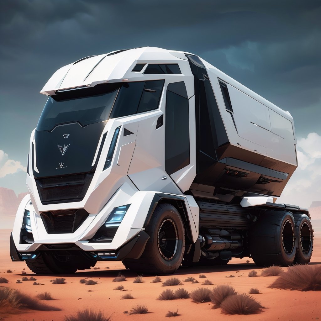 Futuristic truck, sci-fi design high, tech look,  aerodynamic, wide tyres, chromium plated rims, hyper-realistic, highly detailed machine Parts,DonMC3l3st14l3xpl0r3rsXL,stealthtech 