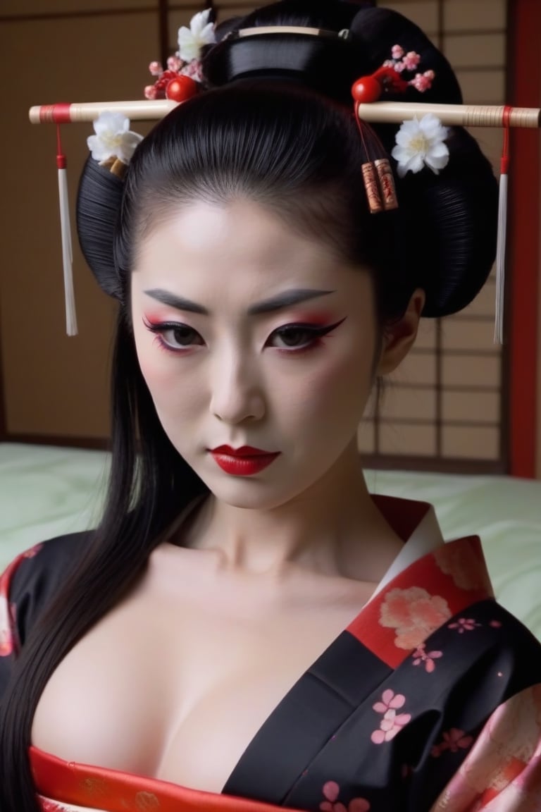 A Japanese geisha drools and touches pussy porn,High detailed ,FilmGirl,cyborg style,inst4 style,Leonardo Style