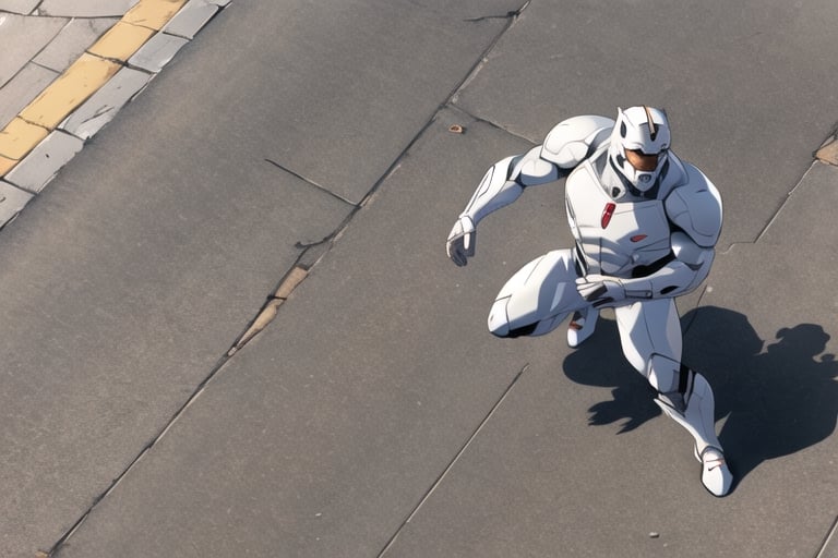 white armor suit
calm sunny day, 4k, slightly elevated camera, streets,