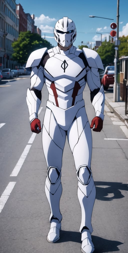 white armor suit
calm sunny day, 4k, slightly elevated camera, streets,