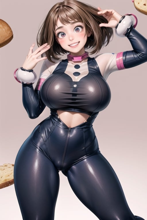 1girl, 16k, tight clothes, horny, blush with grin face, big ass, big_thighs, hair,  huge_boobs,gigantic_breadts, cum in face and boobs,clear eyes, looking to the camera,hmochako