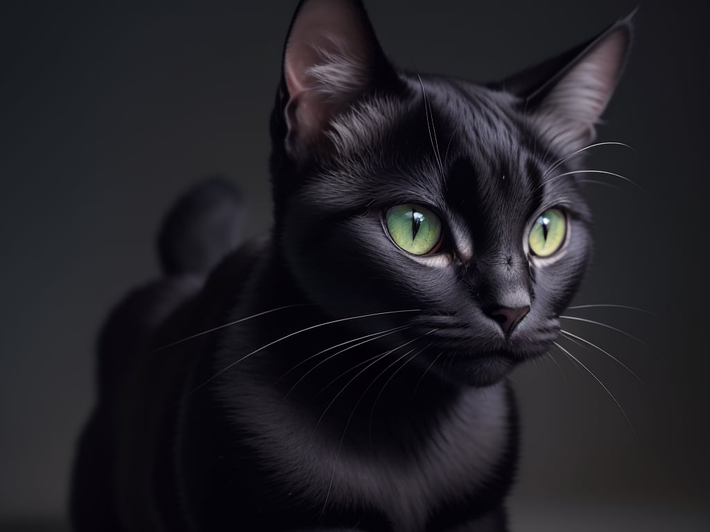 realistic pretty black cat