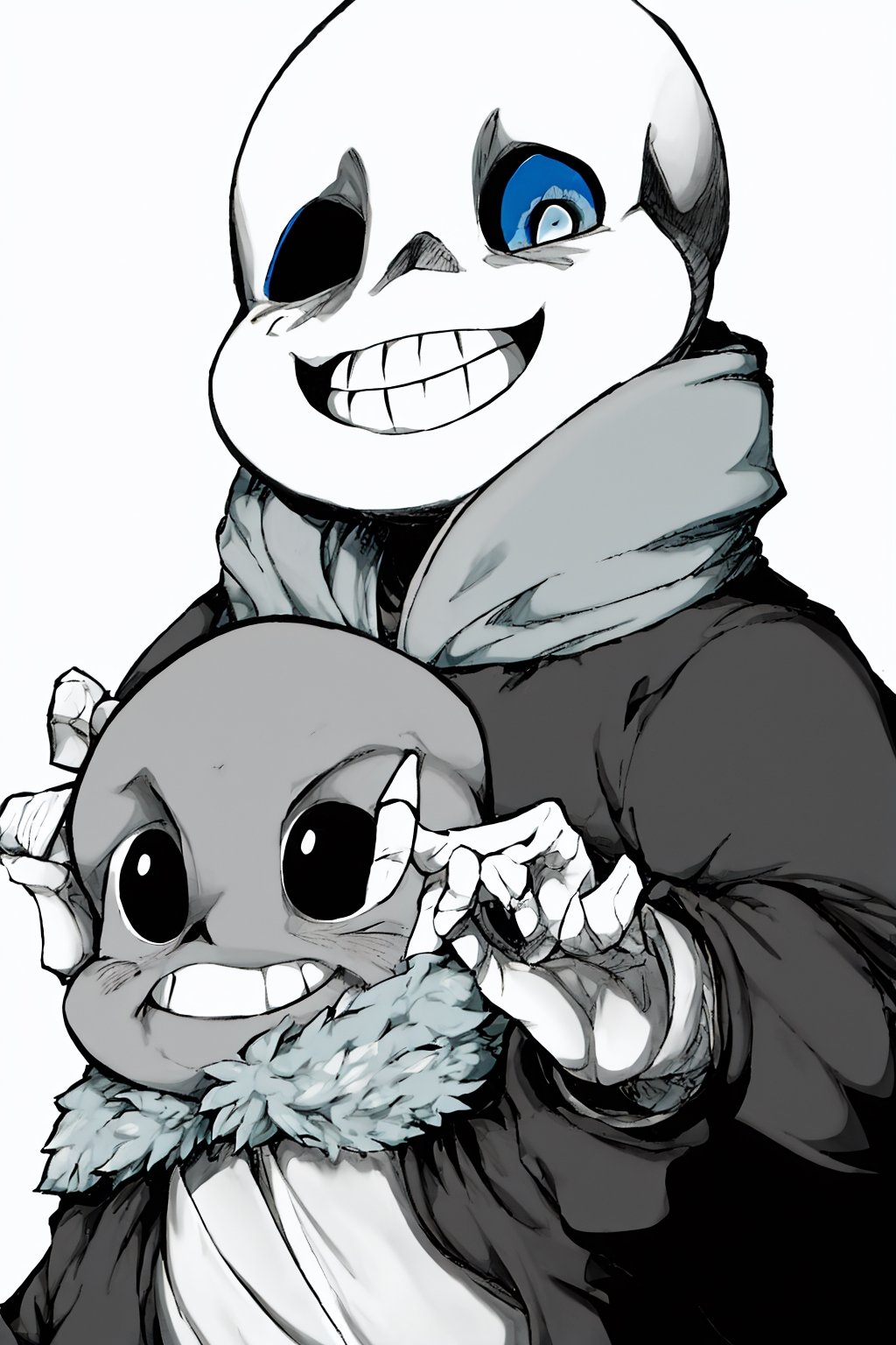 sans ink _(undertale),sans ink ,a relaxed smile on his face, 