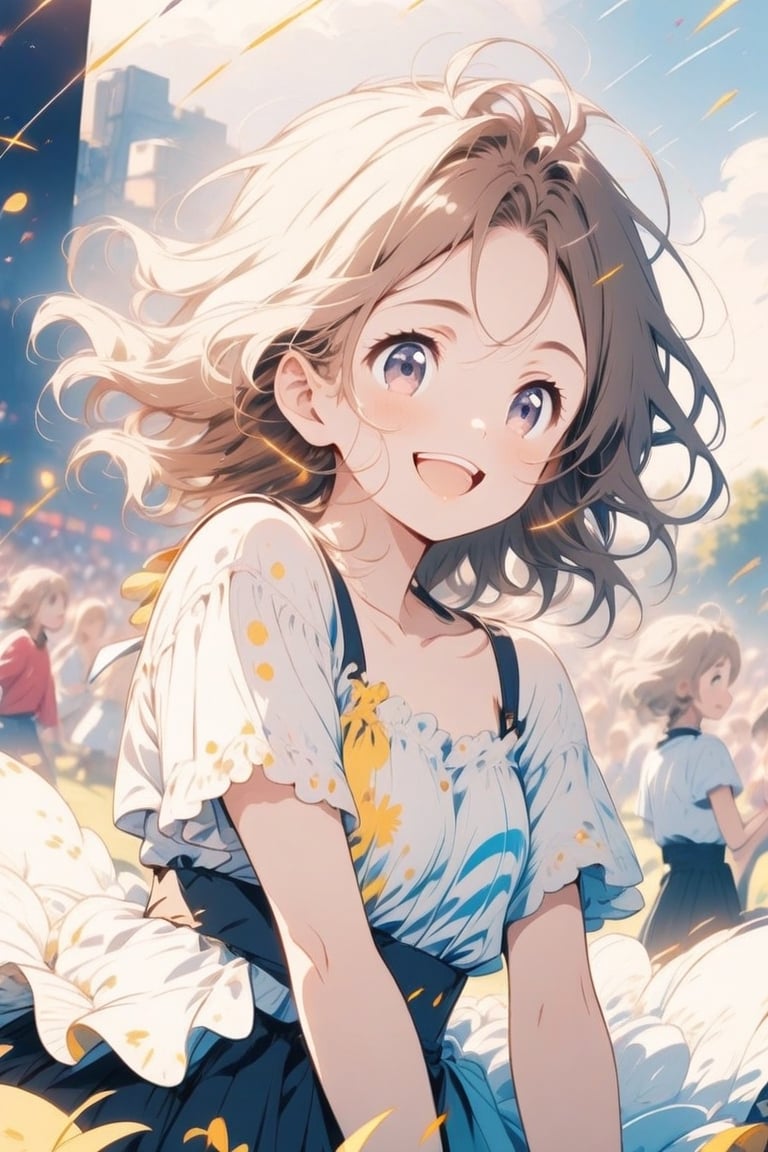 A girl enjoying an outdoor concert, with music pulsing around her and a smile on her face.

cute,mix,anime,cute,INK,