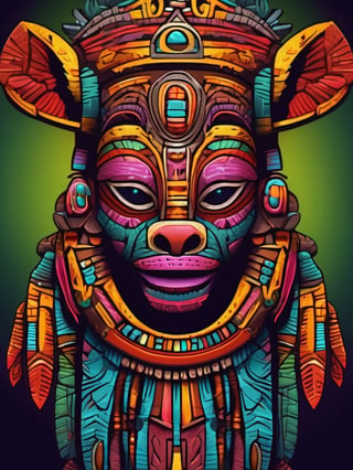 A symble of African totem, wierd (anmial), magical creature, ((tribal art)), ((folklore)), vibrant colour, intricately detailed, the design incorporates geometric patterns and (bold linework) to create a striking and powerful composition, dark background, 8k,screen photo of iphone, (no central symmetry), high_res, masterpiece