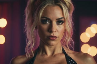 photograph close up portrait of Female Stripper, serious, stoic cinematic 4k epic detailed 4k epic detailed photograph shot on kodak detailed bokeh cinematic hbo dark moody 