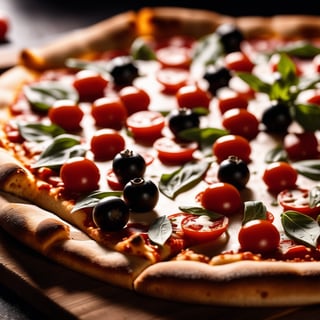 photo of a pizza, depth blur,  dslr, 8k, 4k, realistic, shallow depth of field, vignette, highly detailed, high budget Hollywood movie, bokeh, cinemascope, moody, epic, gorgeous, film grain, grainy