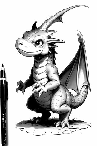 (masterpiece:1.5), (best quality:1.5), whimsical adorable dragon creature,inksketch