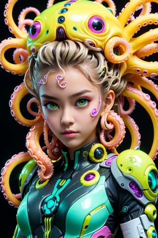 4K resalotion ,close-up, (masterpiece),   , ((neon   )),((1 girl with tentacle hair )),tentacle hair , highly detaild neon tentacles engulfing the face, octopus ,(highly detaild armour ),perfect face,  tentacles around the face,full body   heavy  white and gold detaild mecha armour ,front view , heavy armour ,,, facing the viewer ,   strong neon colours,  ,  ,short    ,     , , futuristic ,full body ,,  wearing  , sci-fi, mecha     armour   , simple   background ,  , realistic animi girl ,more detail XL  , 