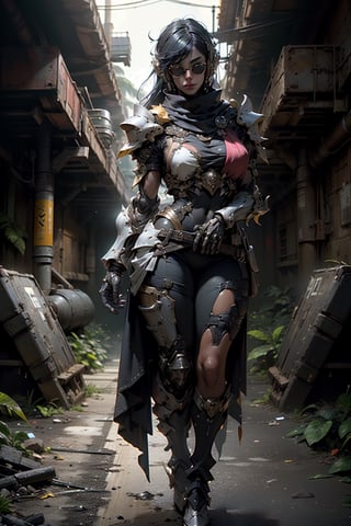 highres, Ultra HD, ((close-up)),(( tropical Bunker background) ),,((strong beautiful colours)),ultra detailed,((a female hero in a heavy michancal costume, michancal chest )),cinematic poster, , musculer, biceps, masculine wearing headphones,black hair ,wearing ,military heavy white mecha armour ,  big  mecha hands, musculer, yellow and black heavy armour glowing sunglasses , megestic ,,  , front   , (tan_skin )  ,  ,  ,  battle armour,  ,,  ,a sci-fi ocean background,,front,  the the background is a high-tech lighting scene of a Bunker,on vacation in a remote tropical island  ,     , sci-fi, futeristic, ,