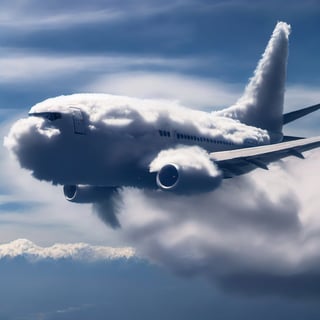 Cloud that looks like a Demon. Boeing 737 flying above and through 