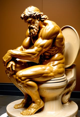 Zeus squatting on a Toilet Seat, art by Auguste Rodin,w00len