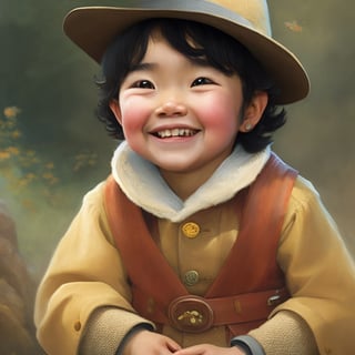 Portrait of a happy child, StdGBRedmAF, Studio Ghibli,Studio Ghibli