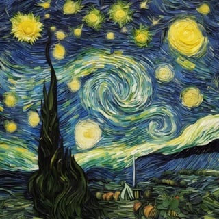 Van Gogh's Starry Nigh made of vegetable salad