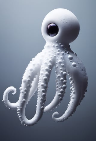 Photo of a octopus made of bath foam and soap bubbles, 