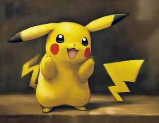 r3mbr4ndt Oil Painting of Pikachu