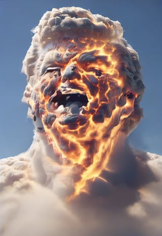 Cloud that looks like the Head of Donald Trump shouting in anger, ral-lava