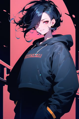 4k,best quality,masterpiece,20yo 1girl,(cropped sweatshirt),(demin pant), alluring smile, open hoodie,

(Beautiful and detailed eyes),
Detailed face, detailed eyes, double eyelids ,thin face, real hands, muscular fit body, semi visible abs, ((short hair with long locks:1.2)), black hair, black background,


real person, color splash style photo,
