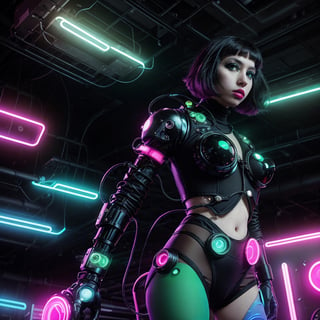 WOMAN, strange fashion, fashion photography, neon lights, retro future, android minstrel, reality bug, chaotic, dimensional rift, nanotech wonder, cyborg symbiosis, sgcv110V1