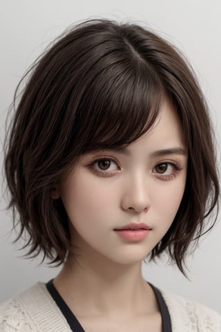1 girl, Detailedface, portrait, short hair, brown eyes, scote