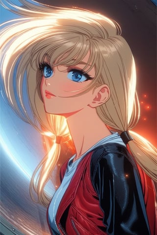 ((1 female))l, full body, blonde hair, two pigtails, blue eyes, white t-shirt, jeans, black boots,(red leather jacket:1),beautiful girl with attention to detail, beautiful delicate eyes, detailed face, beautiful eyes,Beautiful Pose, Natural Light, ((Real) ) Quality: 1.2 )), Cinematic Lighting, Perfect Composition, Super Detail, Official Art, Masterpiece, (Best Quality: 1.3), Reflection, High Resolution CG Unity 8K Wallpaper, Detailed Background, Masterpiece, (Photorealistic): 1.2),