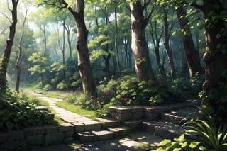 ((masterpiece, best quality, extremely detailed, )), anime, forest, bushes, plant, green leaves, foliage, spring  {best quality}, {{hi res}}, ,FFIXBG