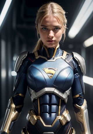 cinematic, medium body shot, (RAW photo, masterpiece, high resolution, extremely complex), mix of supergirl and cyborg , upper body, white and gold cyborg suit, made of metal, scratchy metal, extremely detailed, sci-fi, blurred background, masterpiece, HDR, 8k,

detailed face, detailed eyes, detailed hands, detailed fingers, detailed limbs:1.5,

8k, HDR, RAW photo, best quality, masterpiece
,Detailedface,photo of perfecteyes eyes