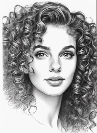 ((drawing pencil, creative drawing), (Realistic (Realistic facial Features) + high quality design: 1.3), (Beautiful girl: 1.2), elegant curly hair: 1.2) -self -s2