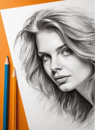pencil drawing, is located on a scribbled sheet, pencil mark, paper texture, hatching and shading, best quality, ultra-detailed, realistic, studio lighting, portraits, vivid colors,