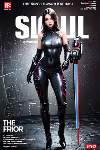The cover of a 2010 sci - fi magazine featuring a full body portrait of beautifu