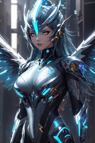 Girl protogen fursona, well drawn, masterfully drawn, thunderbird with lightning wings, cyberpunk headshot, Dramatic , Cinematic Lighting, Glow Effects, (Very detailed:1.1), SciFi Background, Mecha, Sharp Focus, bokeh, Vivid colors, 16k, UHD, HDR10, (Masterpiece:1.5), Absurdres, (best quality:1.5) Model: Lyriel 1.5, 
