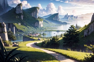 Picture of a paradise landscape, a paradise landscape environment, anime style, professional art, perfect composition, 8k, beautiful, intricate, details